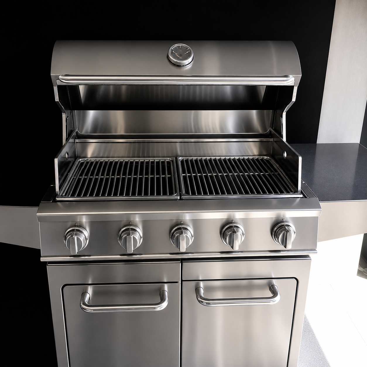 Grill after Nova restoration — polished stainless, showroom finish